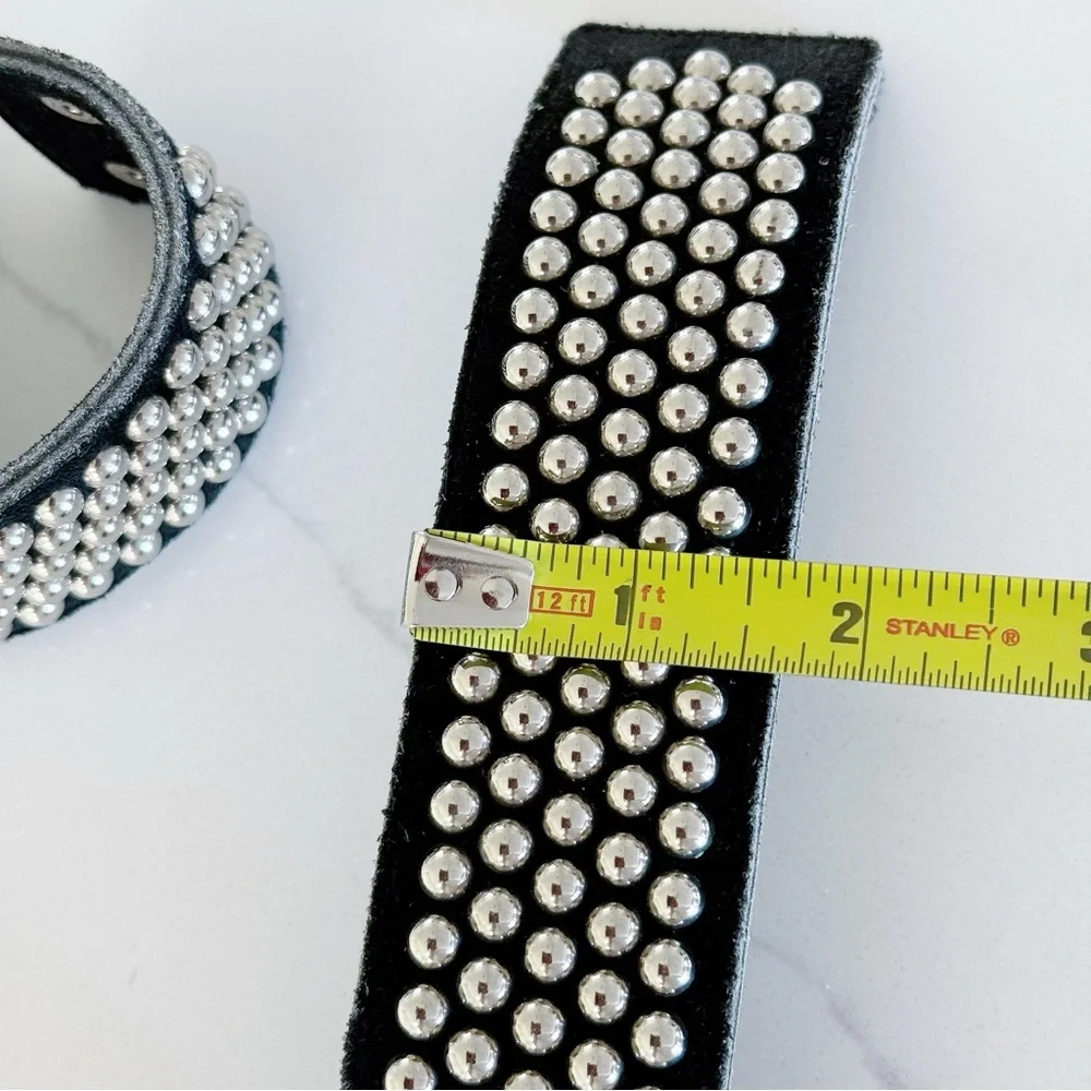 🤩 Stunning Genuine Studded Suede Black Belt And Matching Bracelets